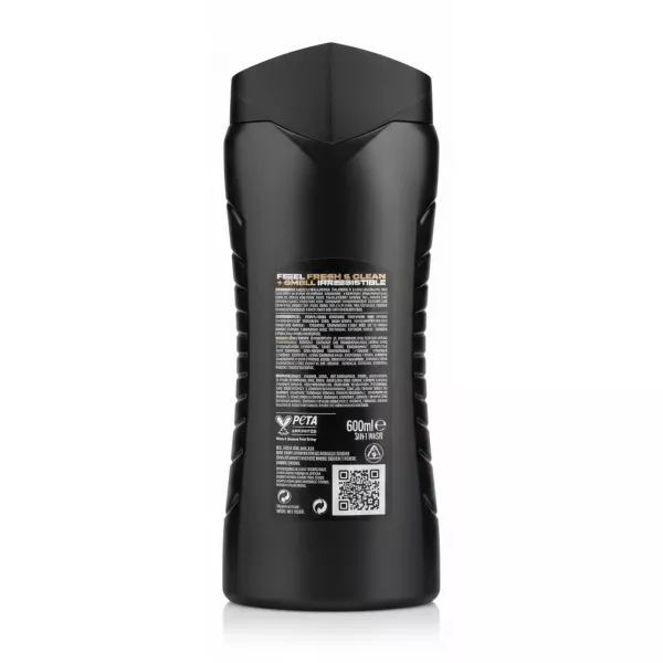 Back label and ingredients of Lynx Gold 3-in-1 wash