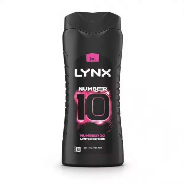 Lynx Number 10 3-in-1 body face and hair wash bottle front