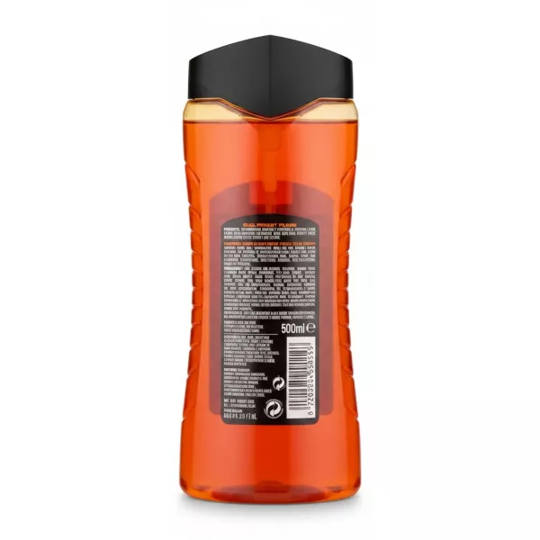 Back label of Lynx 3in1 Sunset Fresh shower gel with ingredients and barcode