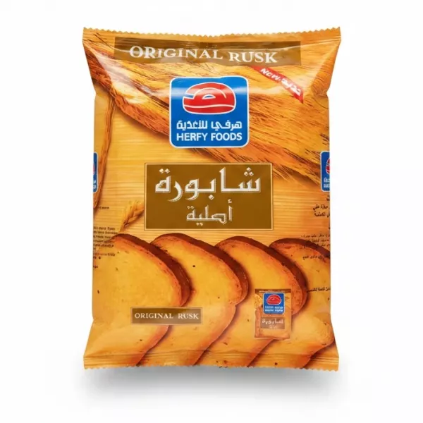 Package of Herfy Foods Original Rusk showing golden toasted slices