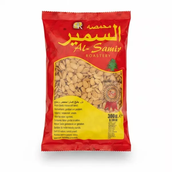 Al Samir red and yellow pack of roasted salted melon seeds