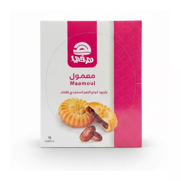 Herfy Maamoul box with Saudi dates filling showing front package with pastry image