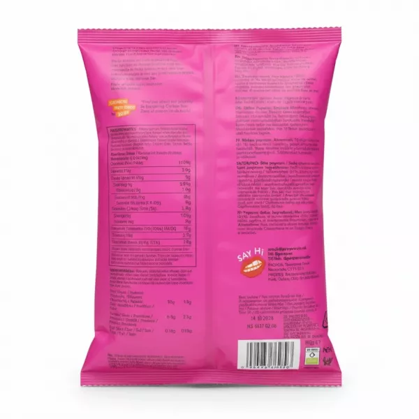 Back of Proper Corn Sweet Popcorn bag showing ingredients and nutrition information