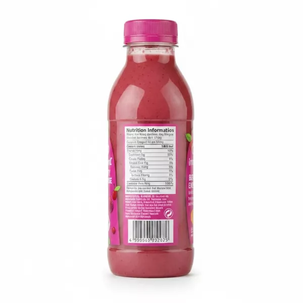 Back label showing nutrition information and ingredients of Innocent Berry Energise smoothie