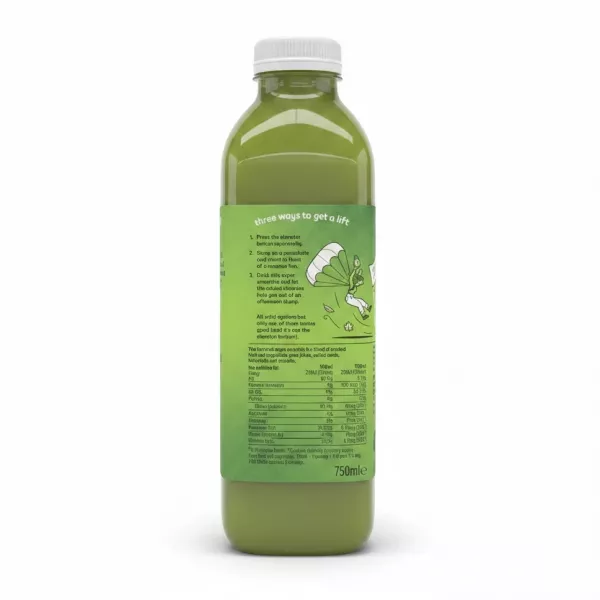 Back label of Innocent Green Energise super smoothie showing ingredients and nutrition