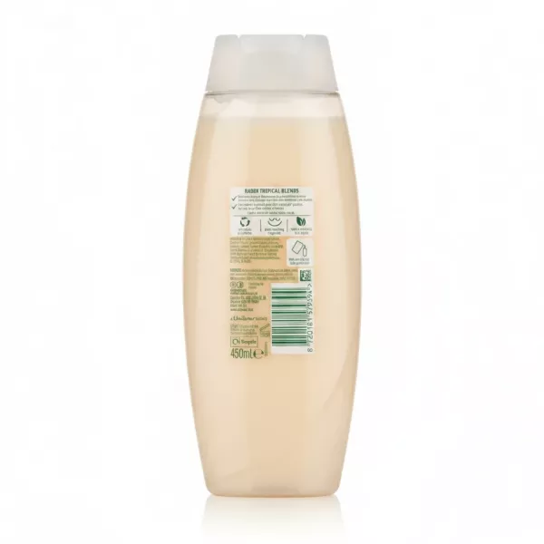 Radox Feel Nourished Shower Cream bottle back with ingredients and barcode