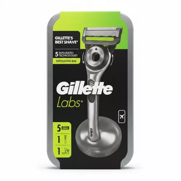 Gillette Labs razor with exfoliating bar displayed in packaging