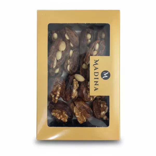 Madina Dates with assorted nuts in a gift box