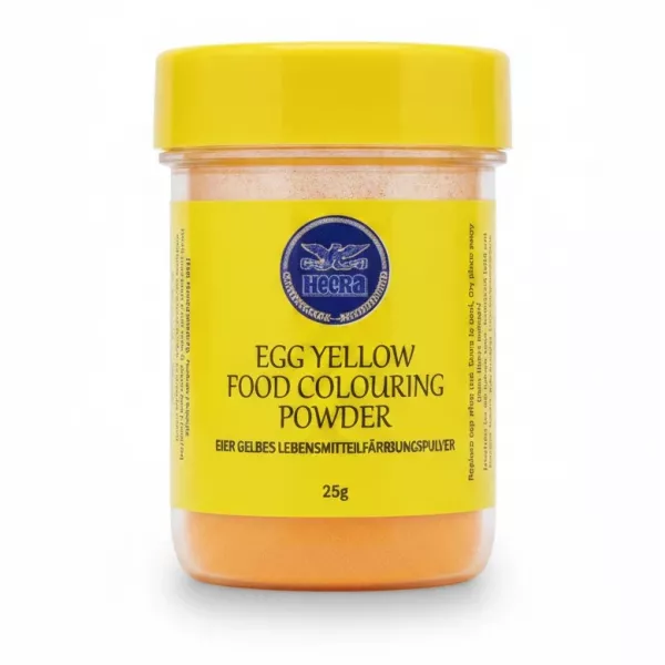 Heera Egg Yellow Food Colouring Powder 25g jar on white background