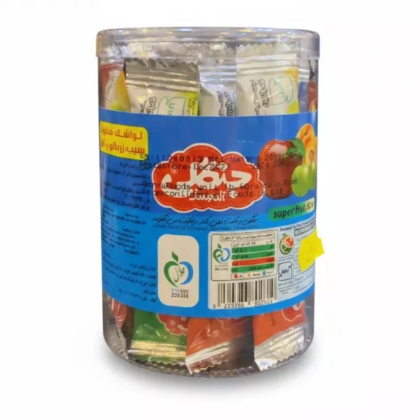 Jangali Super Fruit Bite Mix container showing assorted fruit bite packets