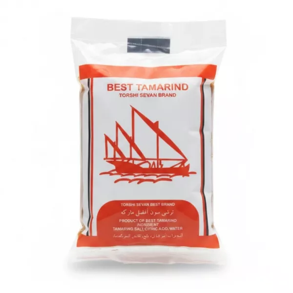 Packaged Torshi Sevan Tamarind Paste with red logo