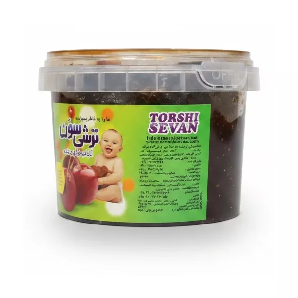 Side view of plastic container showing label with product details