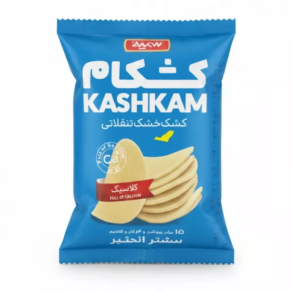 Somayeh Kashkam dried curd snack pack front view with blue packaging