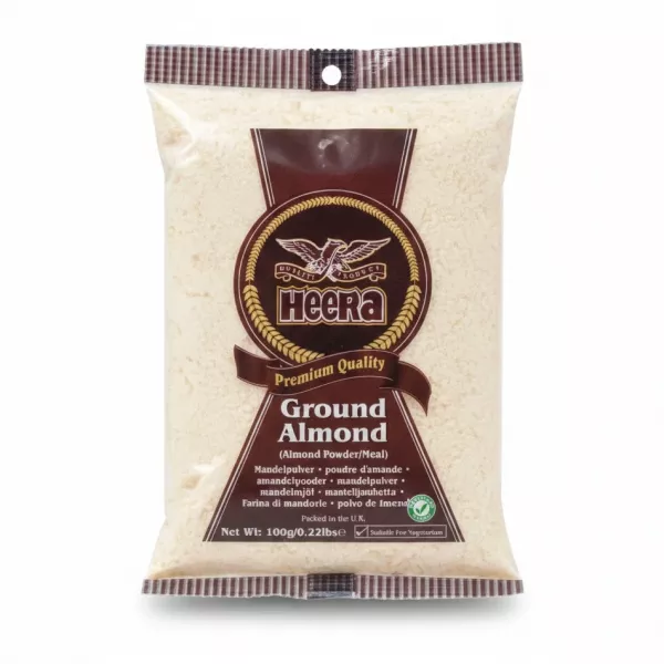 Front packaging of Heera Ground Almond Powder 100g
