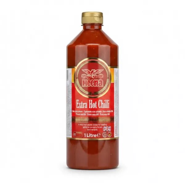Heera Extra Hot Chilli Sauce 1 Litre bottle front view
