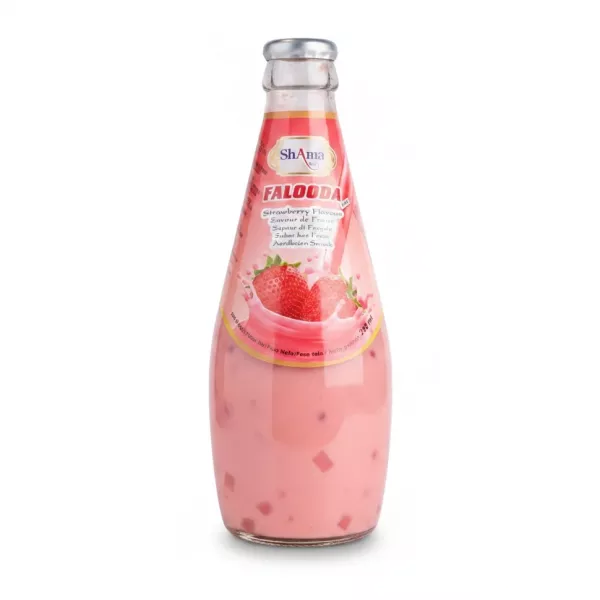 Shama Falooda strawberry flavour glass bottle front