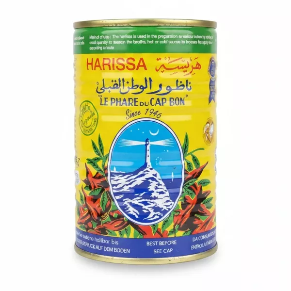 Le Phare Du Cap Bon Harissa chili paste tin front view