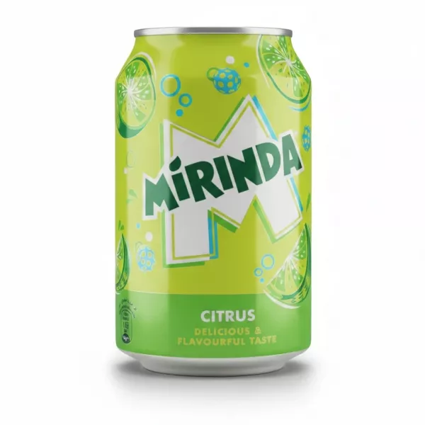 Mirinda Citrus flavoured soft drink can front view