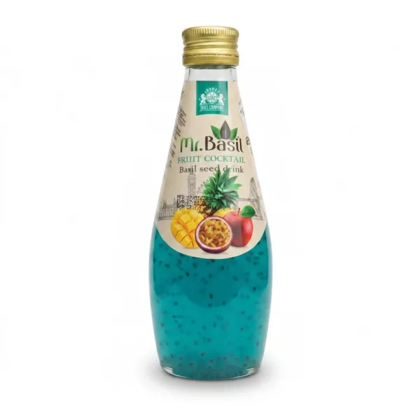 Mr. Basil Fruit Cocktail Basil Seed Drink front view