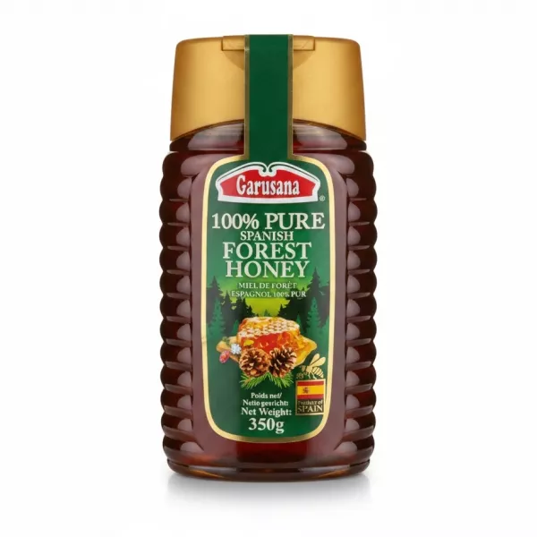 Garusana Pure Spanish Forest Honey 350g bottle front view