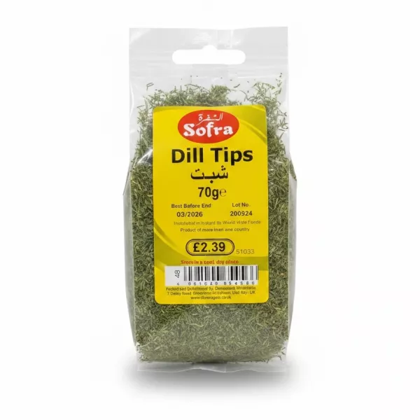 pack of Sofra dried dill tips in clear plastic bag