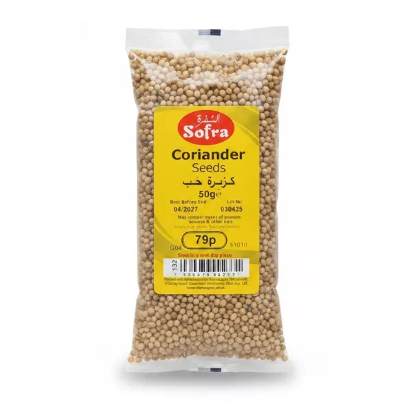 Sofra coriander seeds 50g pack front