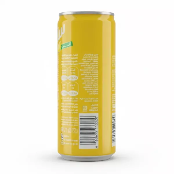 Back of slim can showing ingredients and barcode