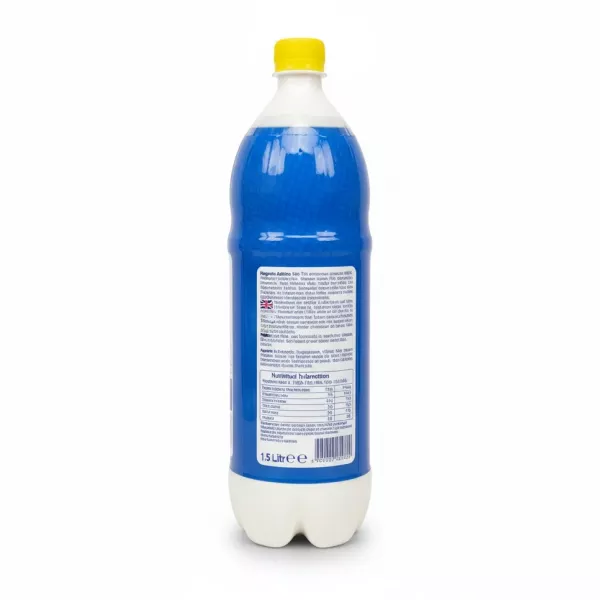 Anjoman Yoghurt Drink carbonated 1.5 litre bottle back view with ingredients and nutritional information