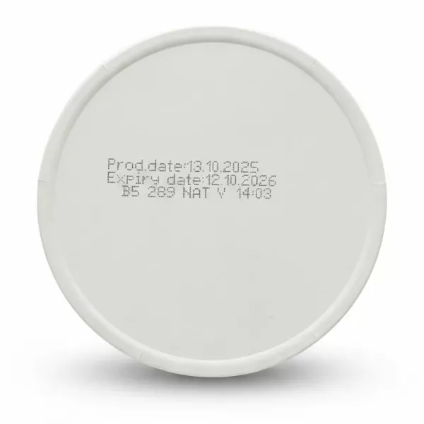 Bottom of the cheese container showing production and expiry dates