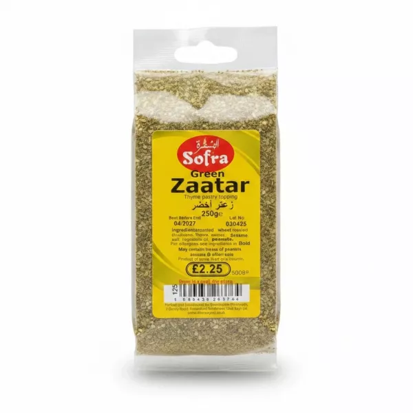 Packet of Sofra Green Zaatar thyme pastry topping