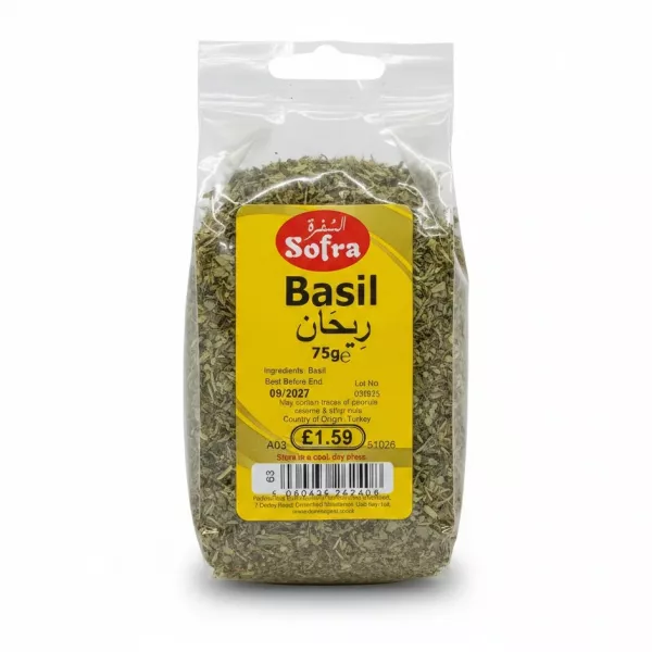 Packet of Sofra dried basil leaves 75g
