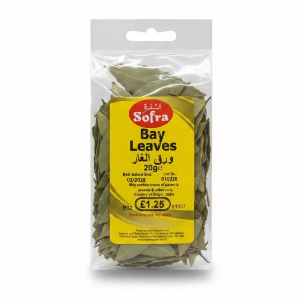 pack of Sofra brand dried bay leaves