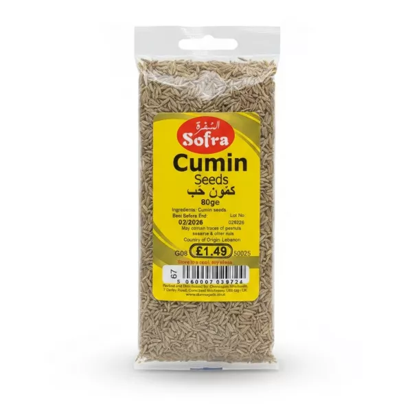 pack of Sofra cumin seeds showing yellow label