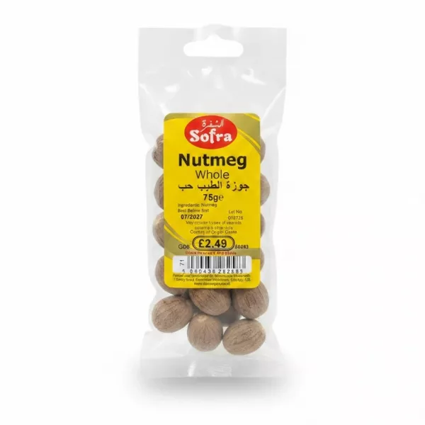 Sofra brand whole nutmeg pack with yellow label
