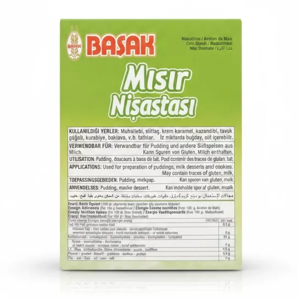 Back panel with product usage and nutrition facts