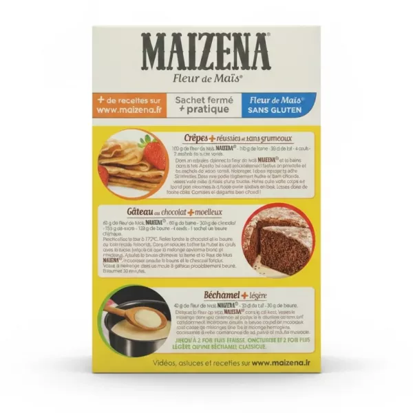 Maizena Corn Starch box back with recipe ideas