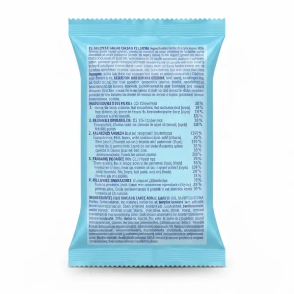 Back of Gullón Mini Twins packet with ingredients list