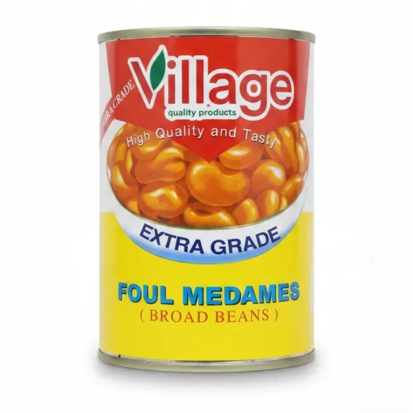 Village Foul Medames broad beans can front in English label