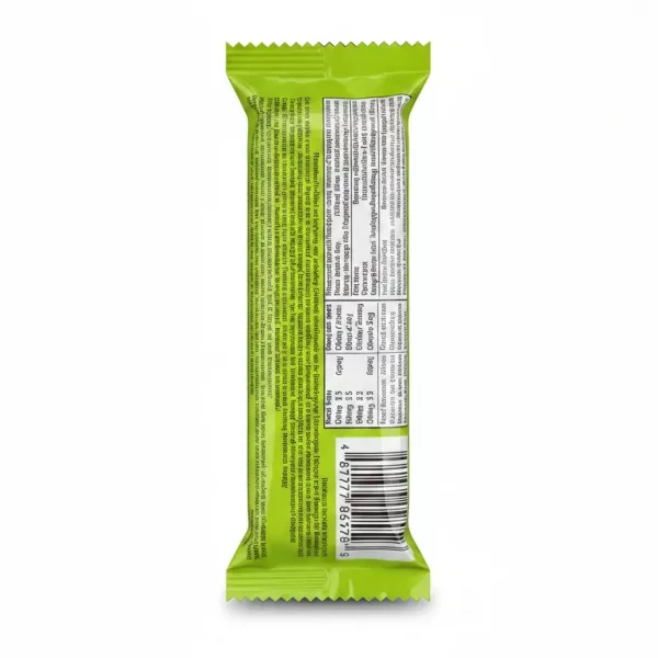 Back of Nuttymax pistachio cream chocolate bar with ingredients and barcode