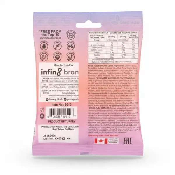 CheeryChews Gummy Rush Sour Party Mix back packaging with nutritional info