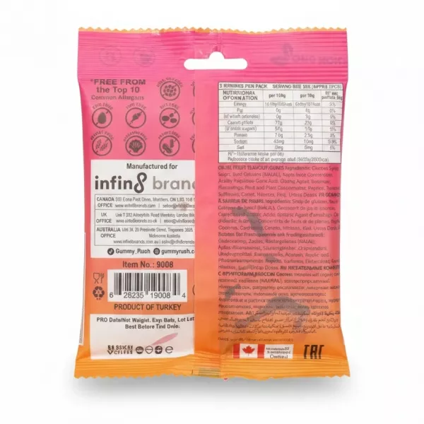 CheeryChews Gummy Rush Gummy Worms packaging back with nutritional info