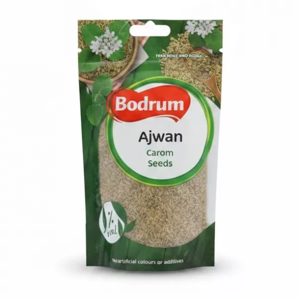 Packet of Bodrum Ajwan Carom Seeds front view