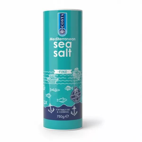 Costa Mediterranean Fine Sea Salt 750g container front view