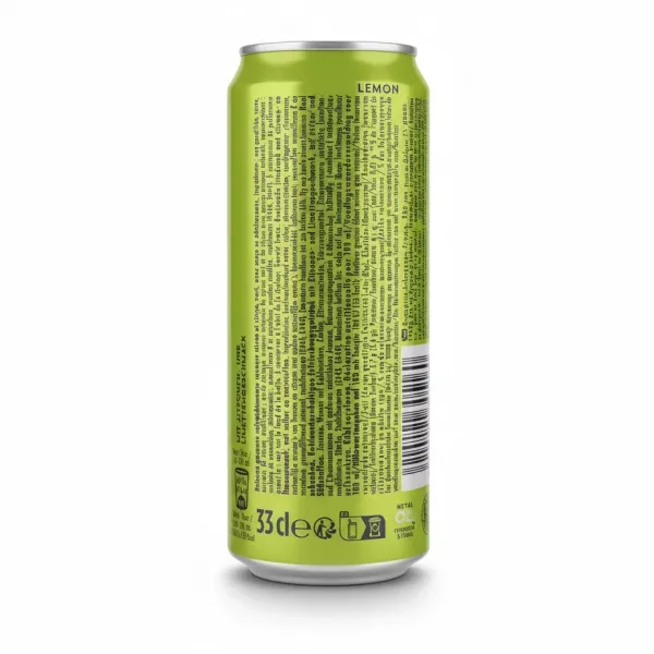 Back of Schweppes Lemon can showing ingredients and nutrition