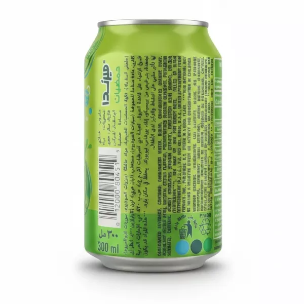 Mirinda Citrus flavoured soft drink can ingredients and barcode
