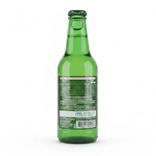 Back label of Mezza Strawberry Malt Beverage with nutritional facts and ingredients