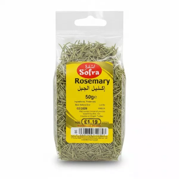Front view of Sofra Dried Rosemary 50g packet