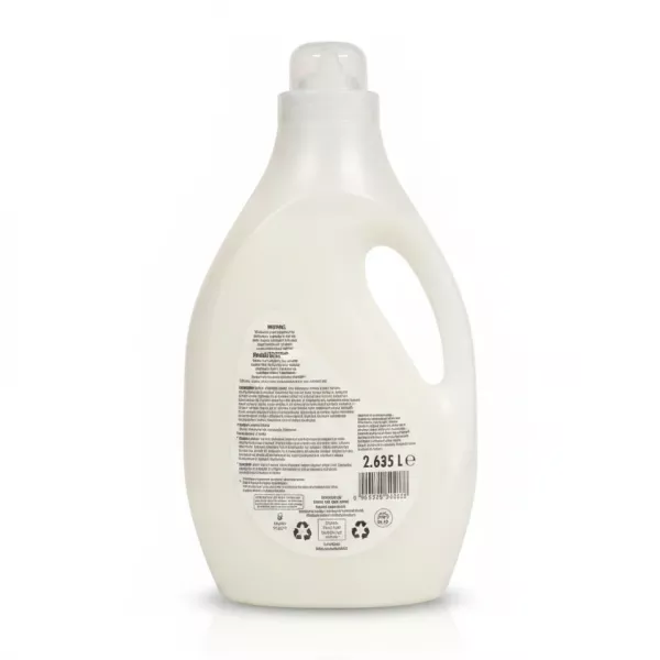 Back view of Fairy fabric softener bottle with ingredient and usage details