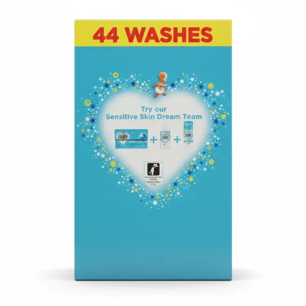 Fairy Non Bio Sensitive Laundry Powder back packaging with product information