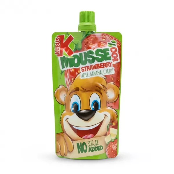 Kubus Mousse Strawberry pouch front view